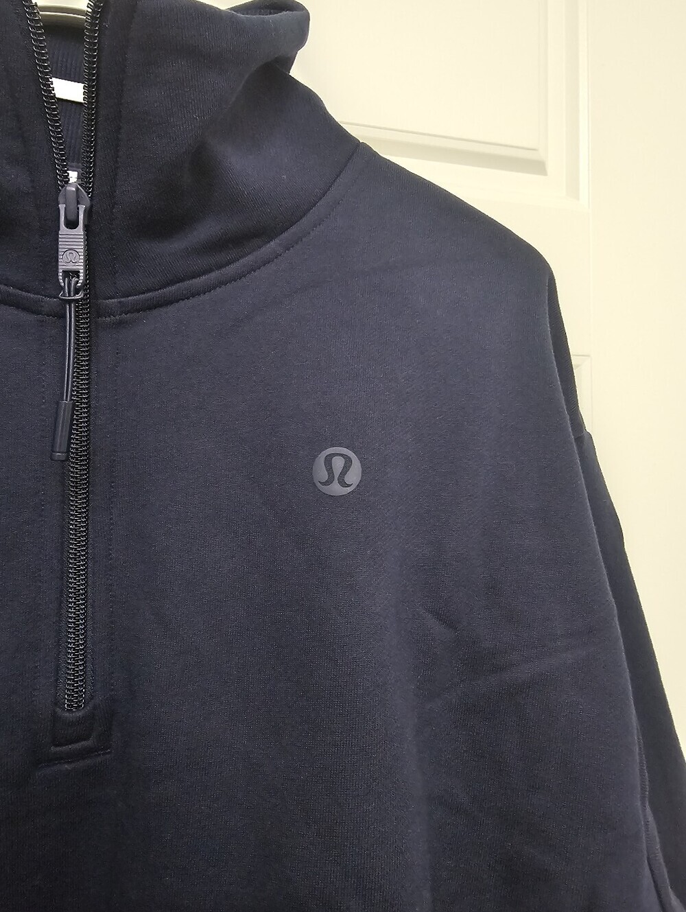 lululemon Terry Tennis  Navy Half-Zip Cropped Cowl Sweater, Size M - Picture 15 of 16